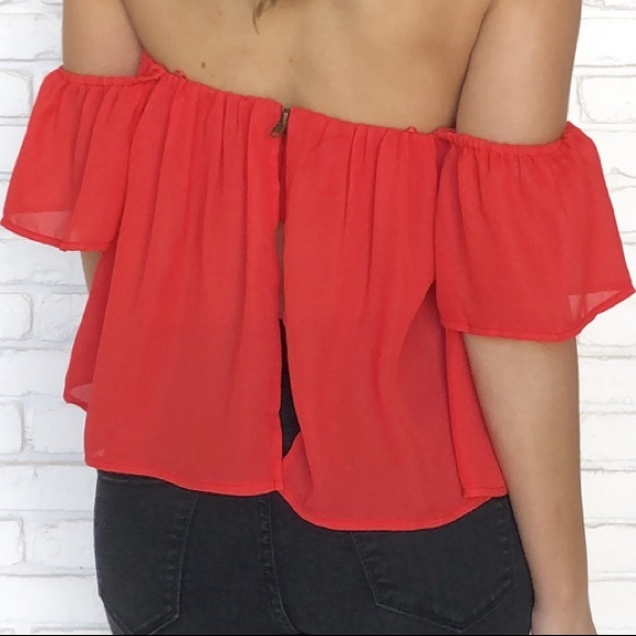 Off the shoulder red top - Picture 2 of 3